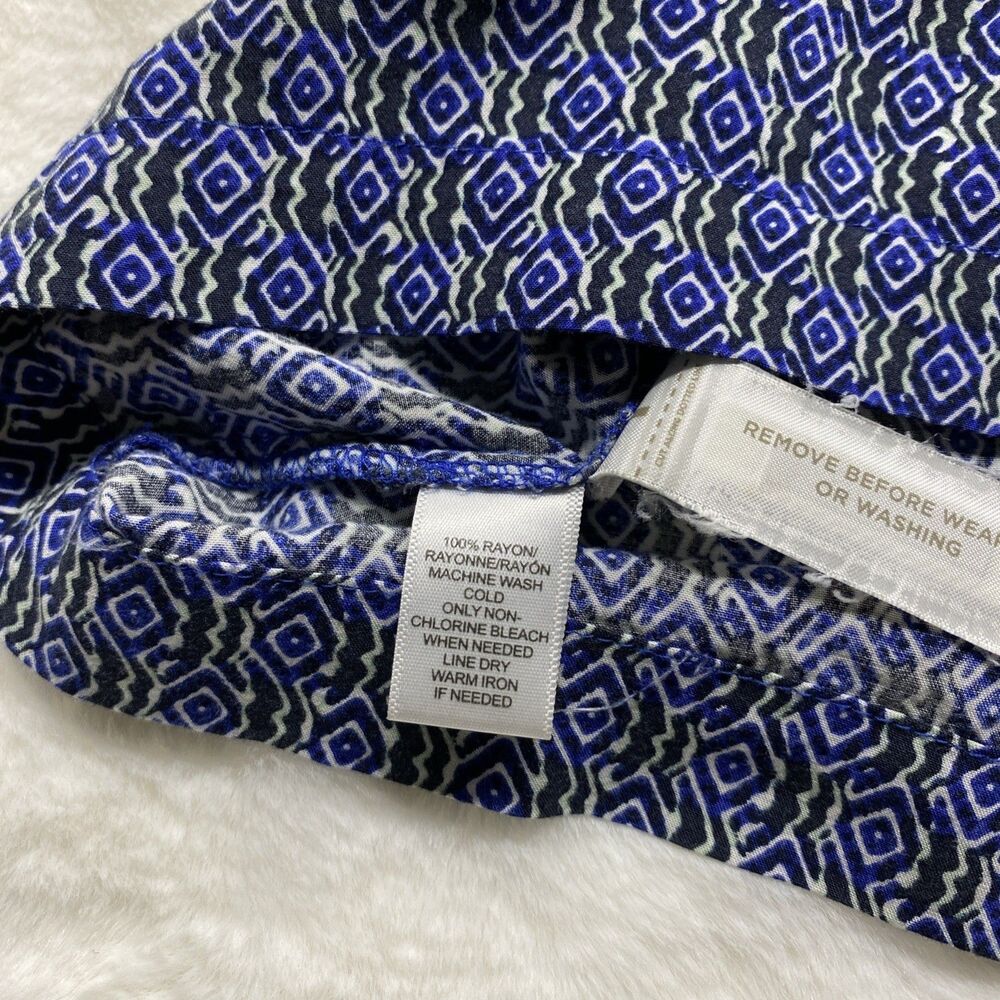 LOFT Ann Taylor Blue Geometric Medallion Dress M Sleeveless Mod Boho Mini - Picture 4 of 6